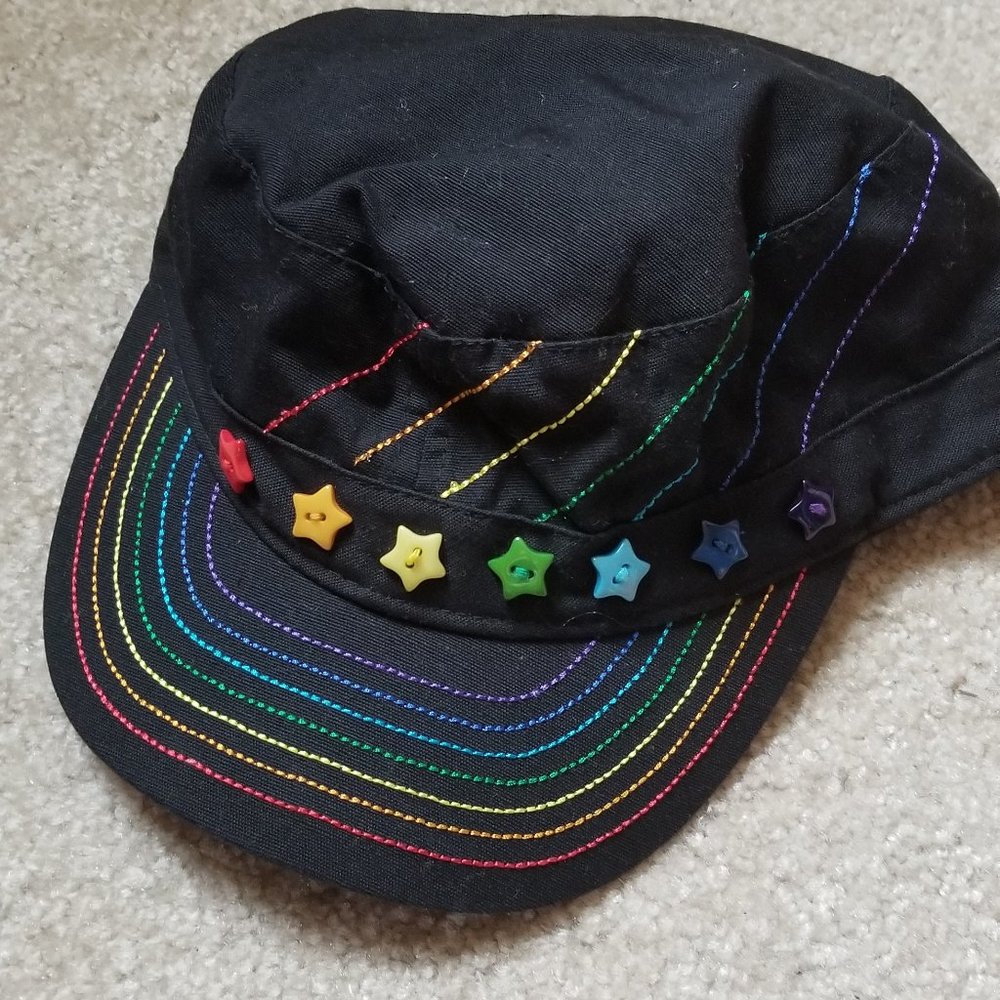 Rainbow stars & stitches Army cap hat - Picture 7 of 7